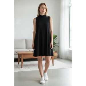 Time And Tru Sweater Dress‎ Womens 3XL Black Rayon Ribbed Mock Neck Casual Wear
